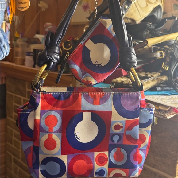Coach Handbags - Coach Parker Op Art Set - mini bag and coin purse